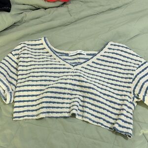 Altar'd State Blue and Cream Striped Top